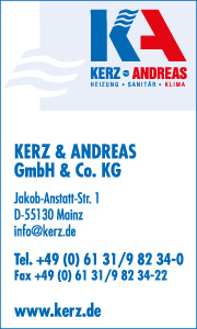 Werbebanner Kerz & Andreas Heizung, Sanitär, Klima in Mainz mit Kontaktdaten