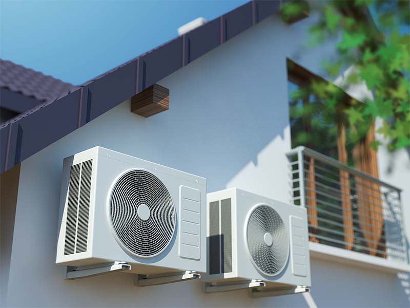 moderne Klimaanlage im Einfamilienhaus installiert