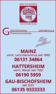 Banner mit Kontaktdaten und Leistungen von Der Steinmetz Michael Grossmann in Mainz für Grabgestaltung und Naturstein